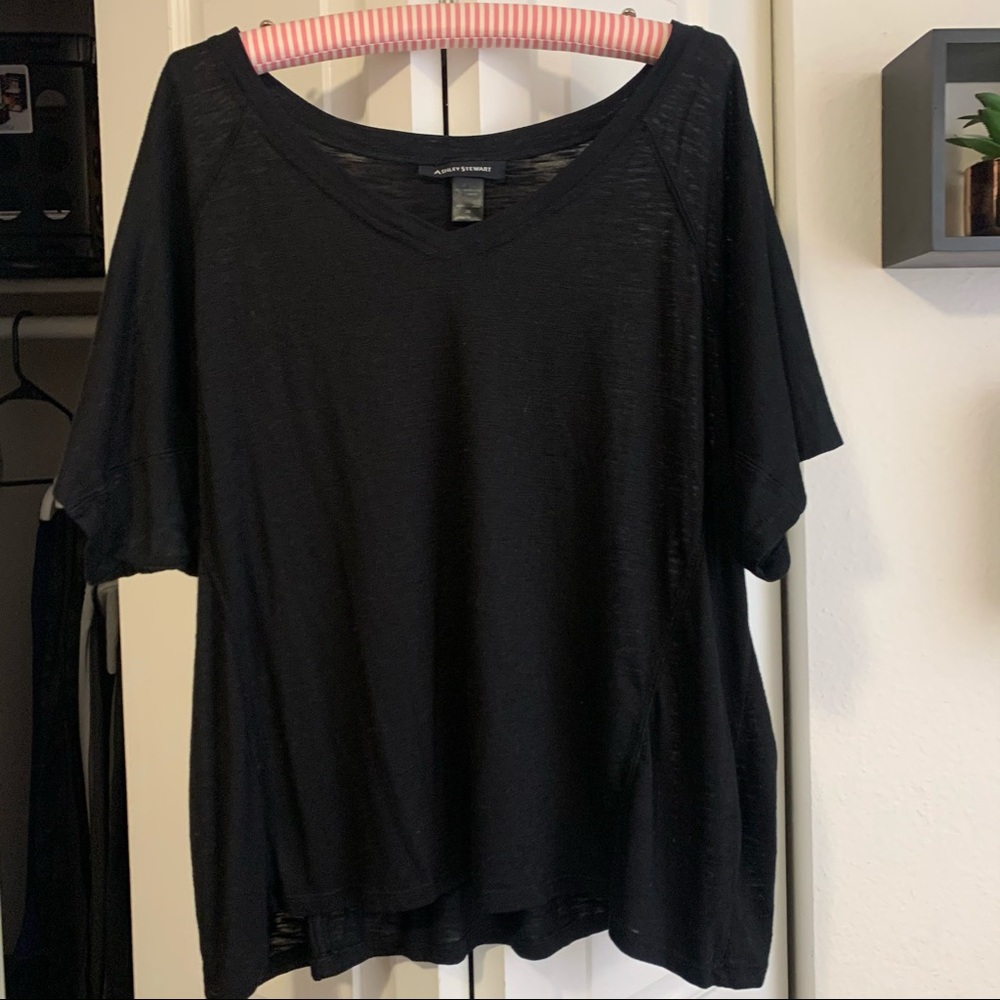 Ashley Stewart Black Short Sleeve Shirt Size 26